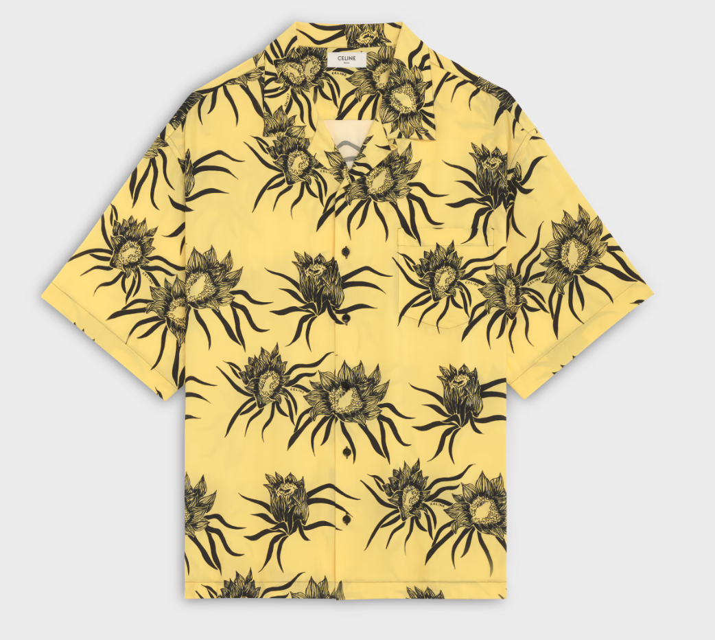 Celine Hawaiian Viscose Print Button Up Yellow