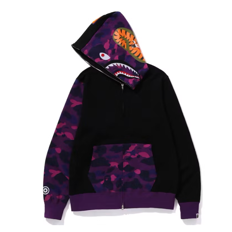 BAPE Color Camo Shark Full Zip Hoodie (FW23) Purple