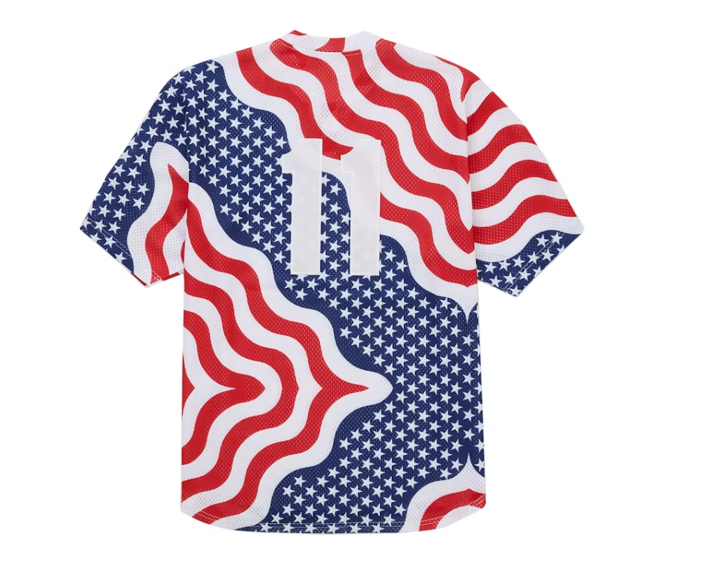 Supreme New York USA Shop S Logo Baseball Henley Flag