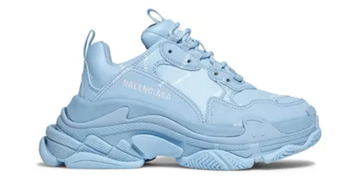 Balenciaga Triple S Sneaker Allover Logo Light Blue