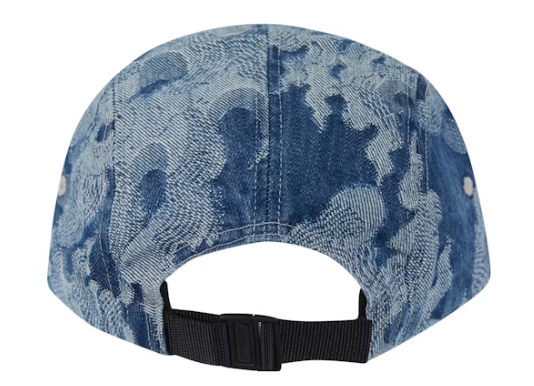 Supreme Flames Jacquard Denim Camp Cap Washed Indigo