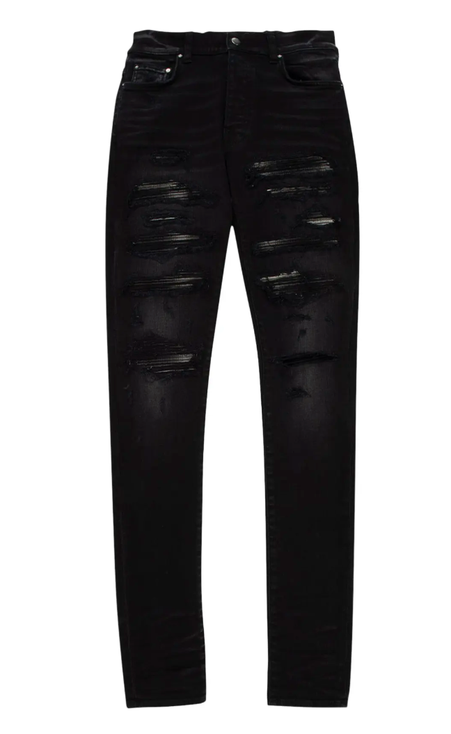 Amiri Plaid Thrasher Jeans Aged Black