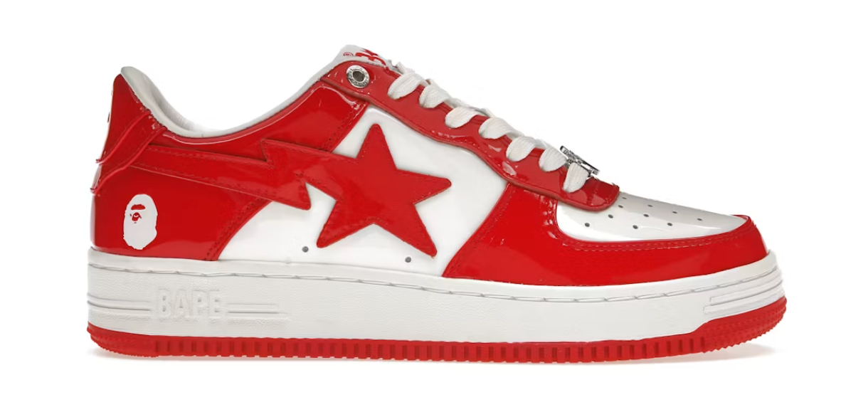 A Bathing Ape Bape Sta Patent Leather White Red (2023)