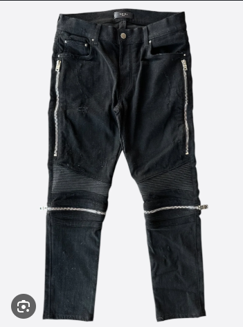Amiri MX2 Black Leather Patch Jeans