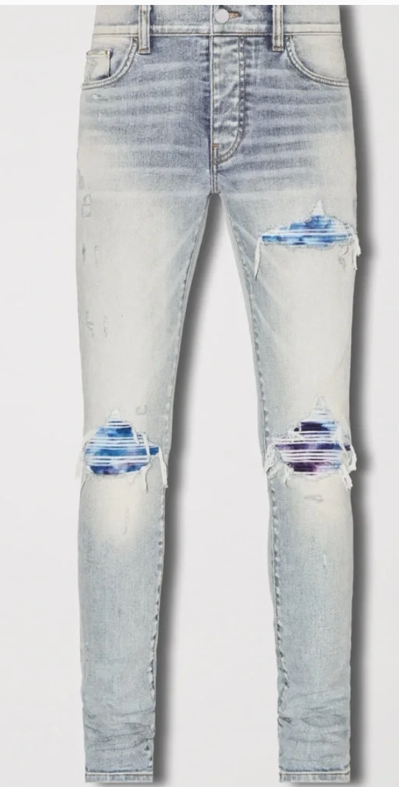 Amiri MX1 Tye Dye Patch Jeans Dirty Indigo