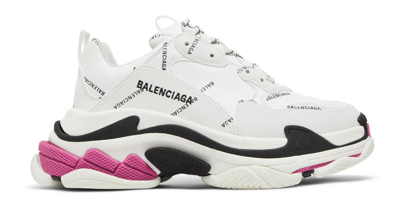 Balenciaga Triple S Sneaker Allover Logo White Pink