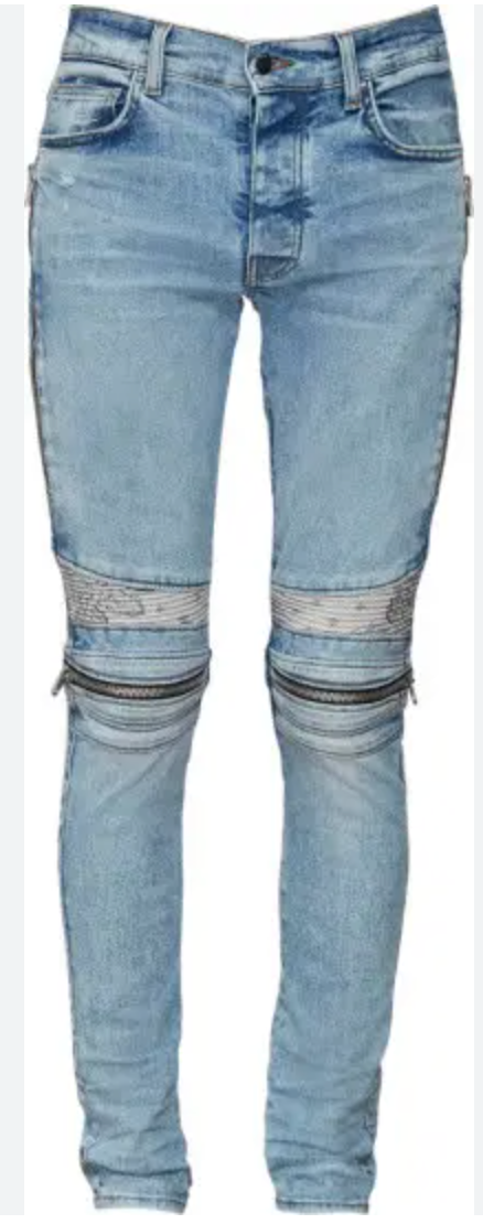 Amiri MX2 White Paisley Bandana Patch Jeans Light Indigo