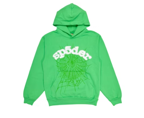 Sp5der Rhinestone Web Hoodie Slime Green