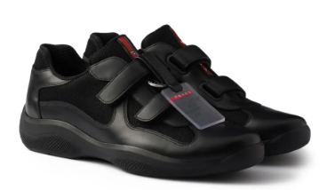 Prada America's Cup Touch Strap Sneakers Leather Black