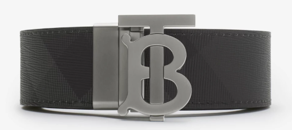 Burberry Reversible Check TB Belt Charcoal Grey Graphite