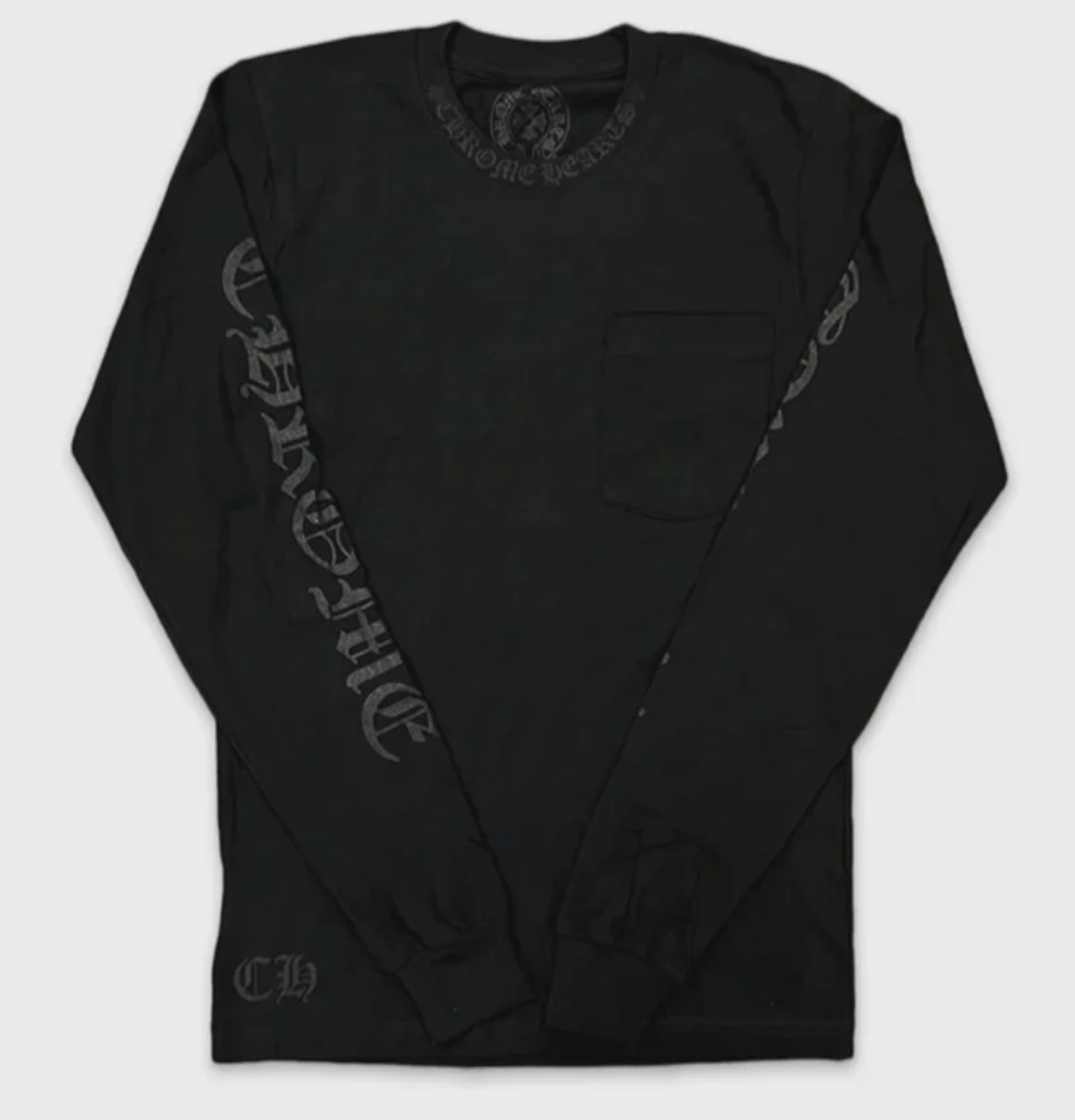 Chrome Hearts Art Basel Neck Logo Scroll L/S T-Shirt Black