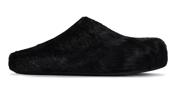 Marni Long Hair Calfskin Fussbett Sabot Mule Black