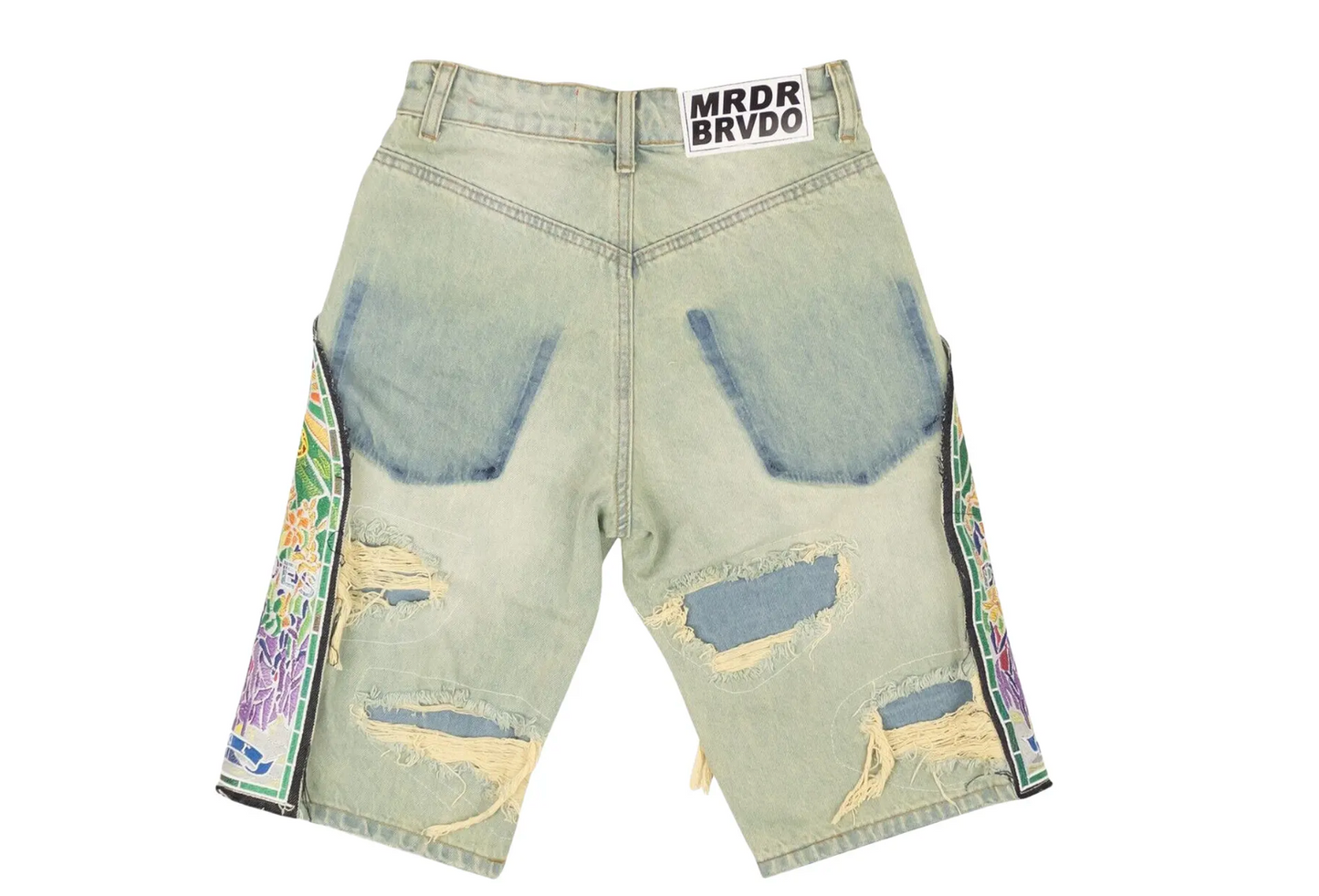 Who Decides War Cathedral Patch Denim Shorts Blue