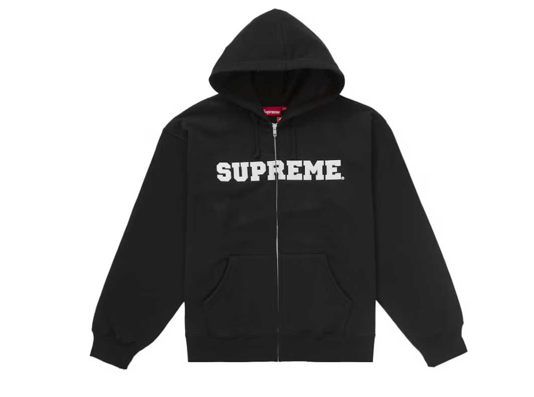 Supreme Collegiate Applique Zip Up Hooded Sweatshirt Black