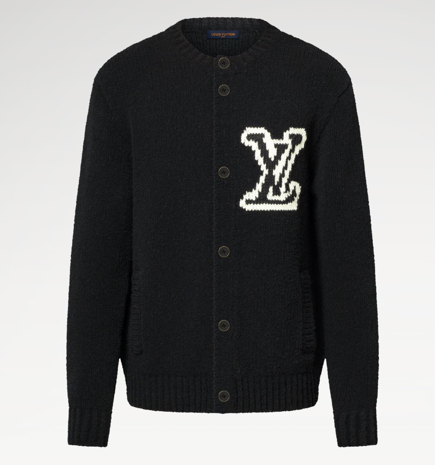 Louis Vuitton Chunky Intarsia Signature Cardigan Black