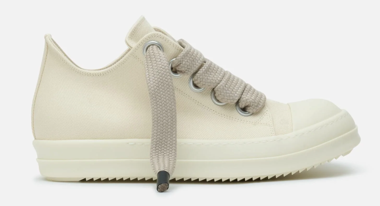 Rick Owens DRKSHDW Jumbolace Low Sneaks in Milk/Milk