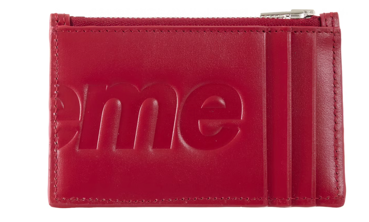 Supreme Leather Zip Card Holder (FW25) Red