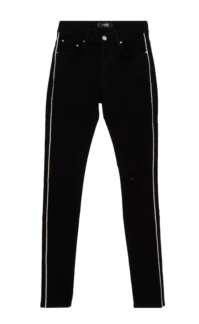 Amiri Crystal Track Jeans Black