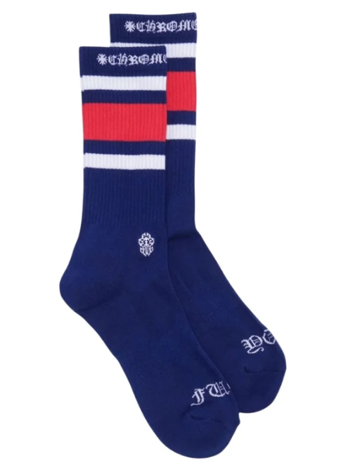 Chrome Hearts Striped Crew Socks Red Blue