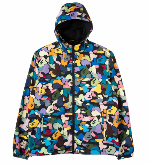 BAPE Ape Head Logo Windbreaker Jacket Multi Camo Black Multi