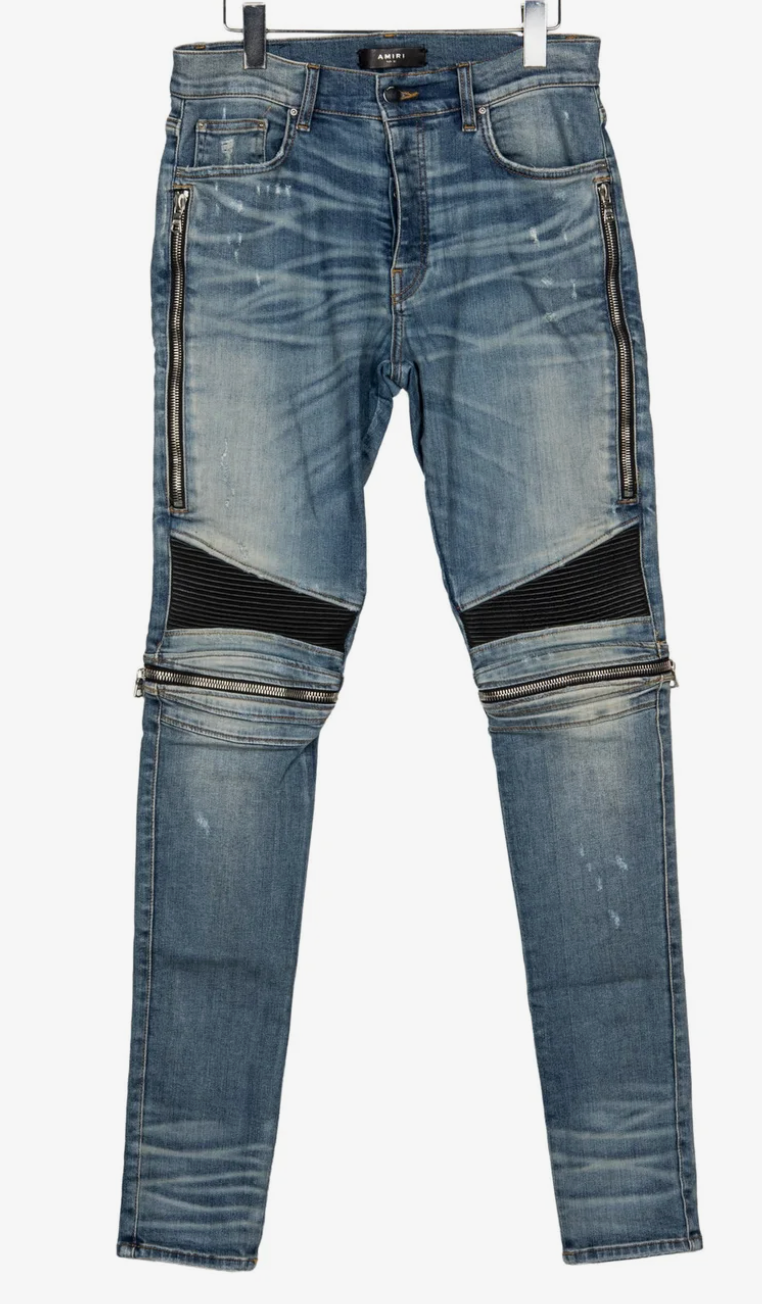 AMIRI MX2 Black Leather Patch Clay Indigo