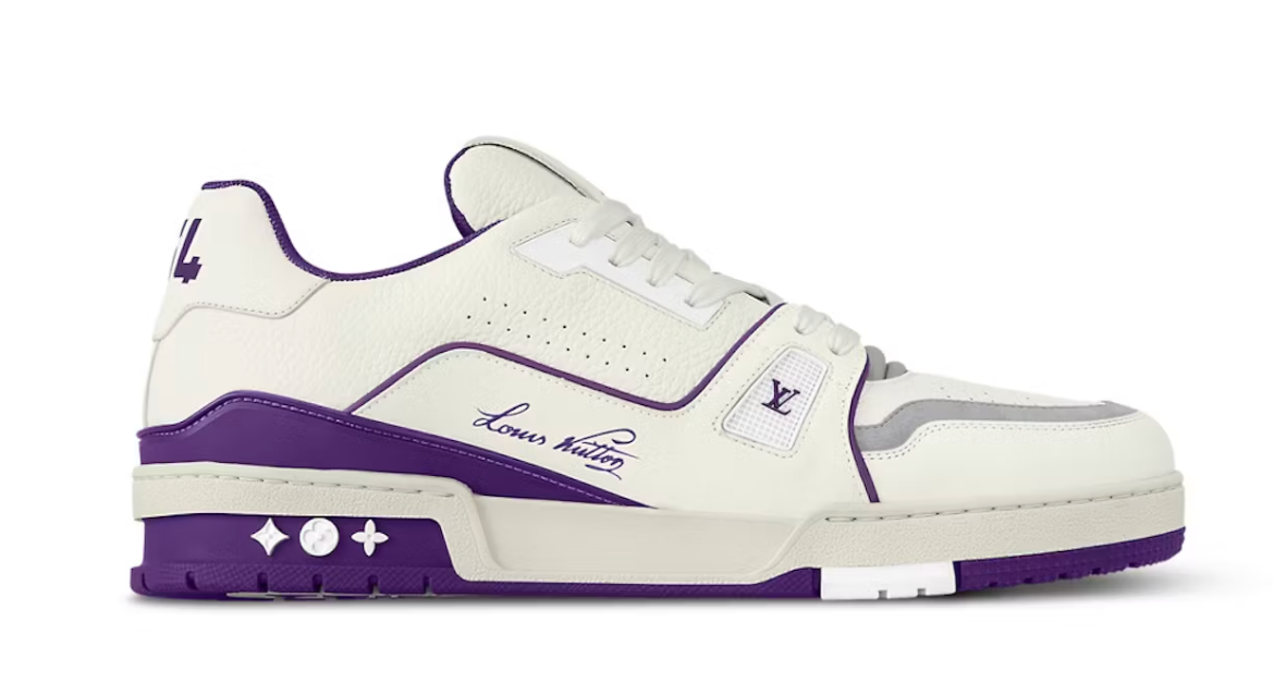 Louis Vuitton LV Trainer White Purple Script
