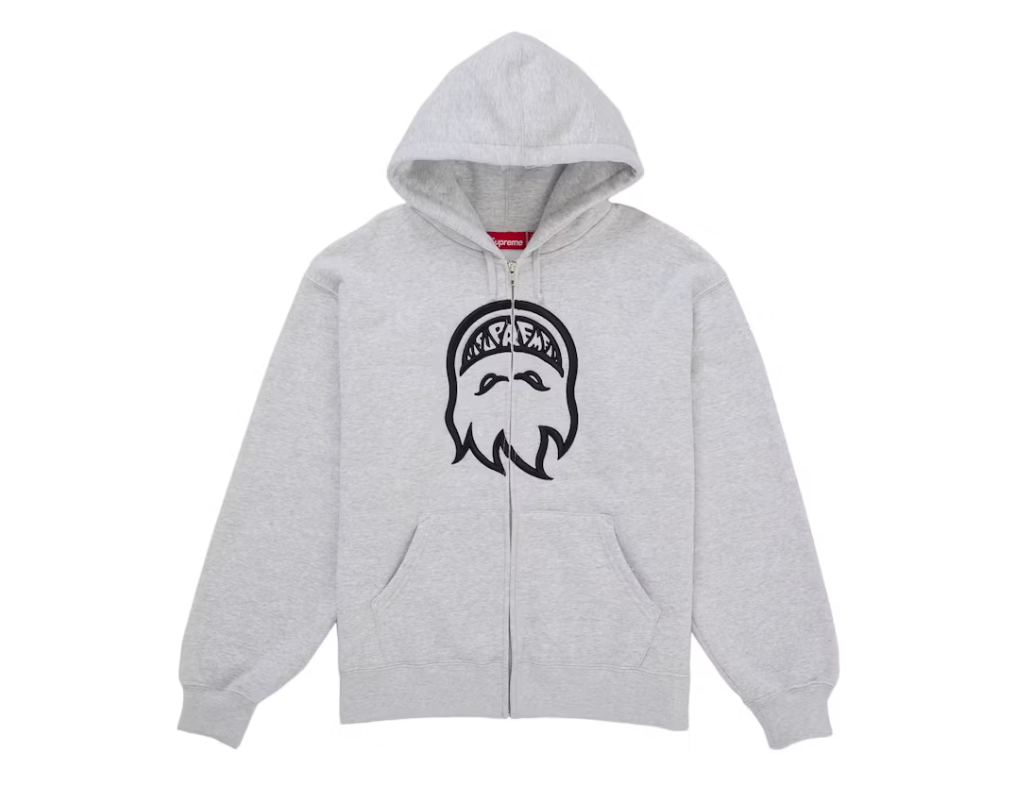 Supreme Spitfire Zip-Up Hooded Sweatshirt Heather Grey