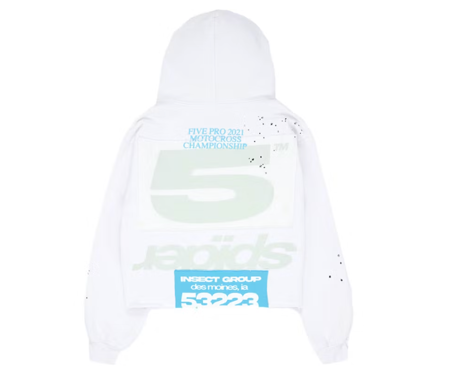 Sp5der Cropped Hoodie Egg Shell