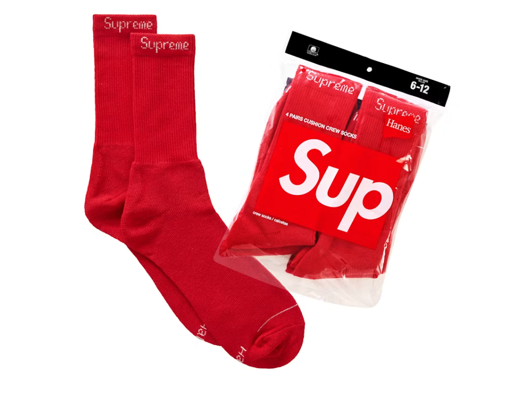 Supreme Hanes Socks (4 Pack) Red