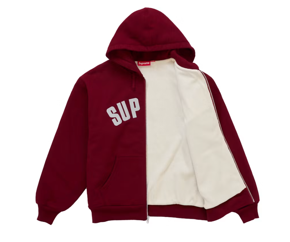 Supreme Arc Thermal Lined Zip Up Hooded Sweatshirt (FW26) Cardinal