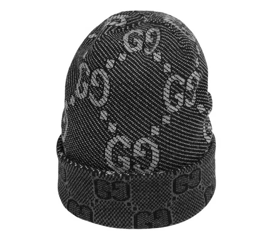 Gucci GG Wool Beanie Hat Black/Dark Grey