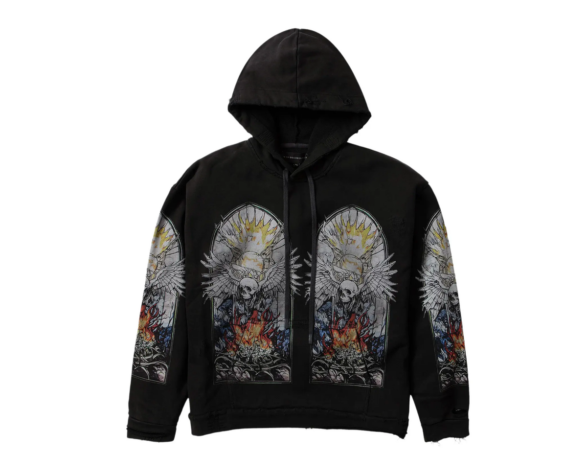 Who Decides War Skull Hooded Pullover Coal Multicolor
