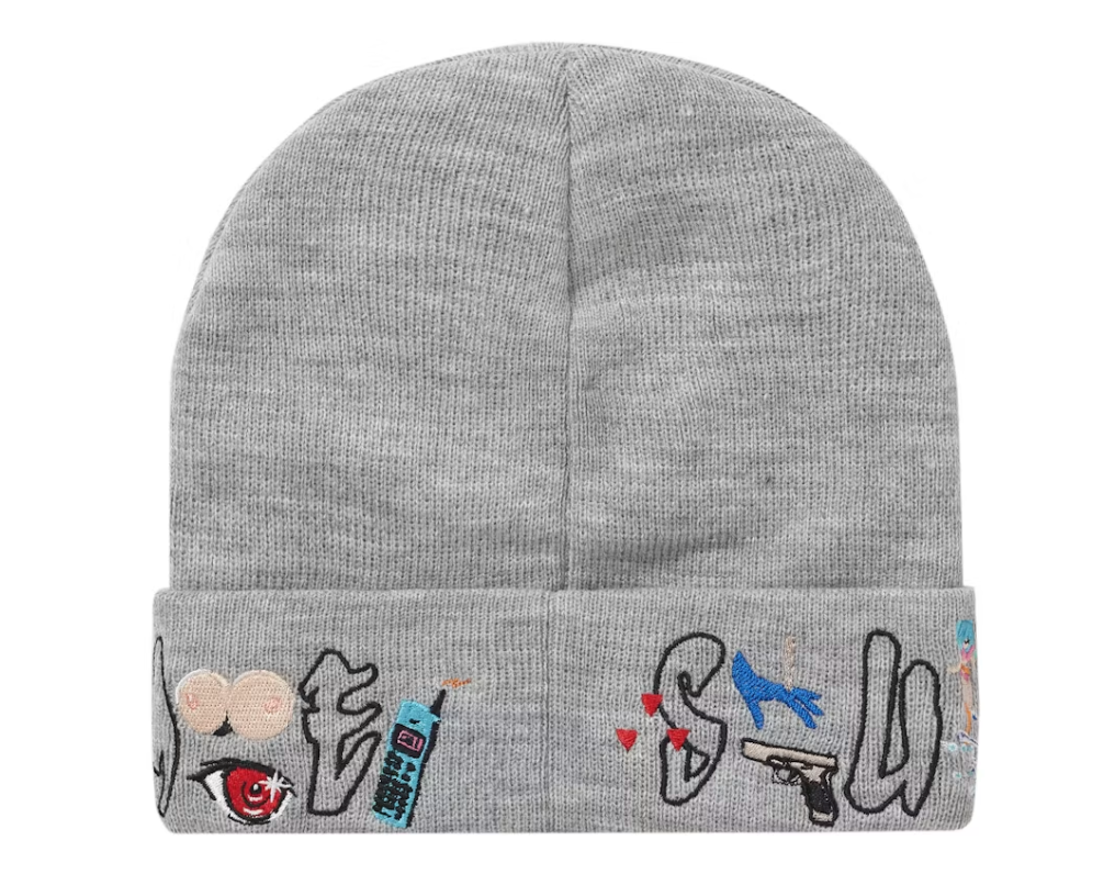 Supreme AOI Icons Beanie Heather Grey