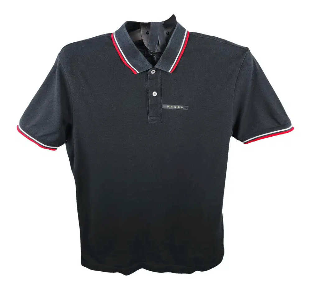 Prada Logo Polo T-Shirt Black