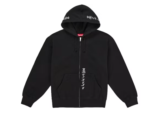 Supreme God Over Money Zip Up Hooded Sweatshirt Black