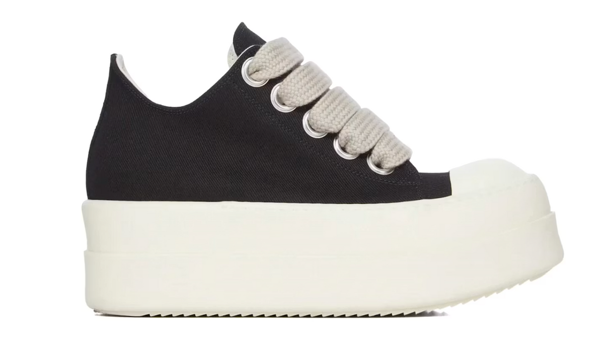 Rick Owens DRKSHDW Temple Mega Bumper Jumbolace Low Sneaks Black Milk