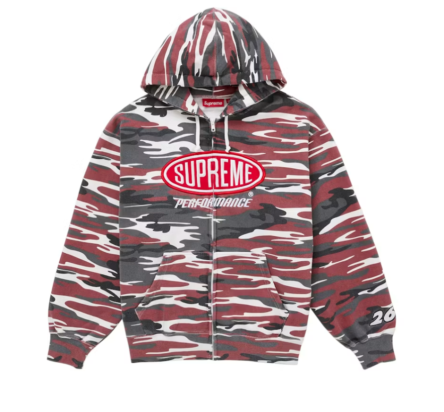 Supreme Performance Zip Up Hooded Sweatshirt Red Camo