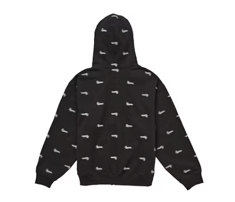 Supreme Repeat Script Zip Up Hooded Sweatshirt Black