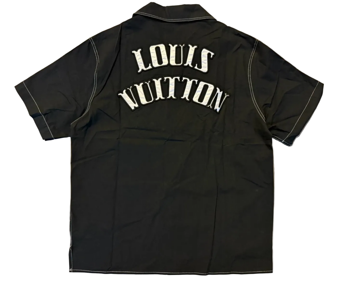 Louis Vuitton Embroidered Short-Sleeved Cotton Shirt Black