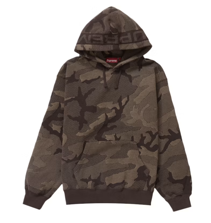 Supreme Jacquard Stripe Hooded Sweatshirt Brown Camo