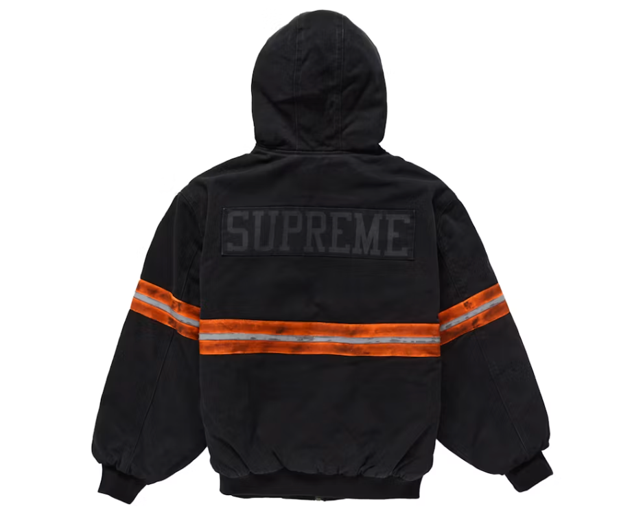 Supreme Reflective Stripe Hooded Work Jacket Black