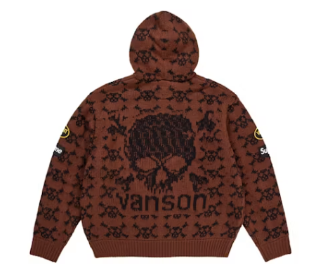 Supreme Vanson Leathers Skull Zip Up Hooded Sweater