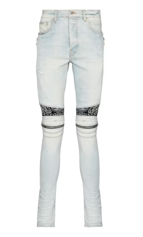 AMIRI MX2 Bandana Zip Knee Skinny Jeans Blue