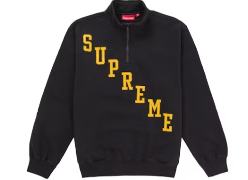 Supreme Slant Applique Half Zip Pullover Black