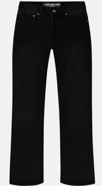 LOSTSHDWS Embossed Logo Denim Pant Black