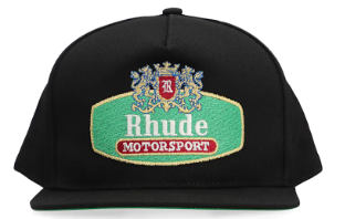 RHUDE Motorsport Baseball Hat With Flat Visor In Black