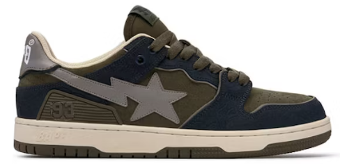 A Bathing Ape Bape SK8 Sta Navy Khaki Grey