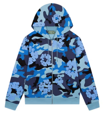 Denim Tears The Cotton Wreath Zip Sweatshirt Blue Camo