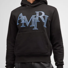 Amiri Crystal Staggered Logo Hoodie Black