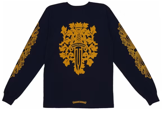 Chrome Hearts V89 Dagger L/S T-Shirt Navy Yellow